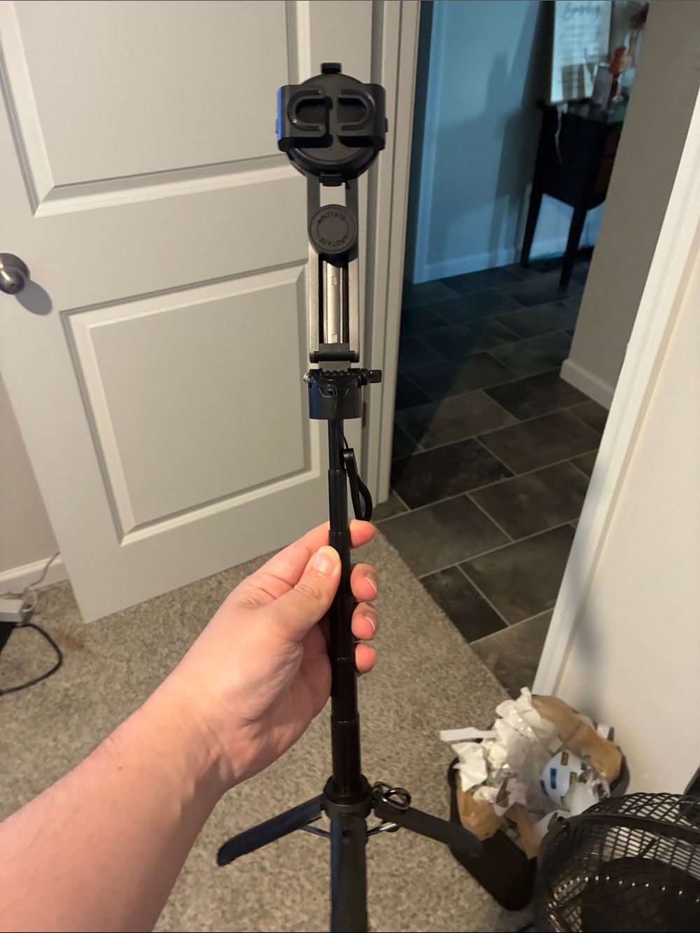Black Camera Tripod with Phone Mount